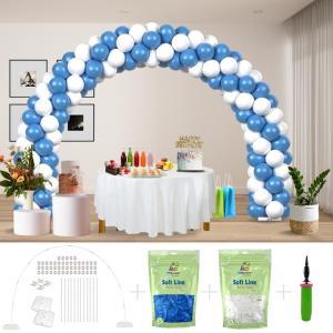 Kitff arco palloncini con 200 palloncini blu royal e bianchi, struttura e pompetta per festa fai da te