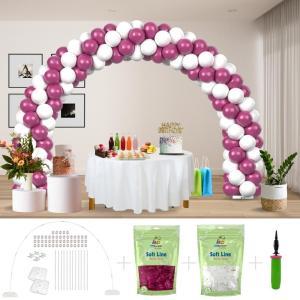 Kitff arco palloncini con 200 palloncini magenta e bianchi, struttura e pompetta per festa fai da te