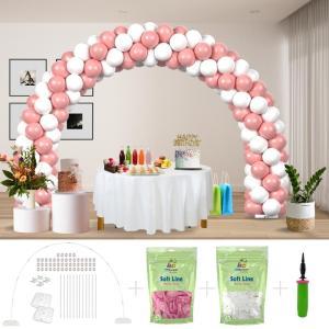 Kitff arco palloncini con 200 palloncini rosa e bianchi, struttura e pompetta per festa fai da te