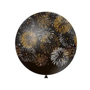 Pall. 33" nero st. oro e argento globo fuochi artificio