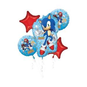 Bouquet di palloncini sonic the hedgehog, con 5 palloncini diversi, 1bouquet.