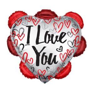 Mylar i love you corsivo con cuoricini supershape w36" 1pz