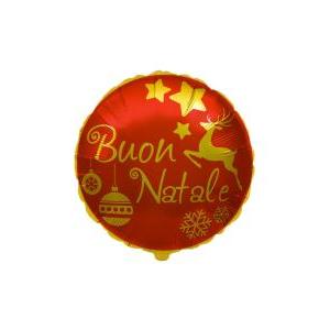 Mylar buon natale rosso oro tondo 18" 1pz