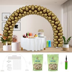 Kitff arco palloncini con 200 palloncini oro chiaro chrome, struttura e pompetta per festa fai da te