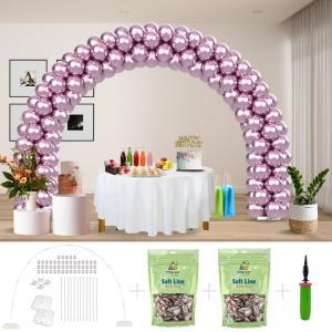 Kitff arco palloncini con 200 palloncini glicine chrome, struttura e pompetta per festa fai da te