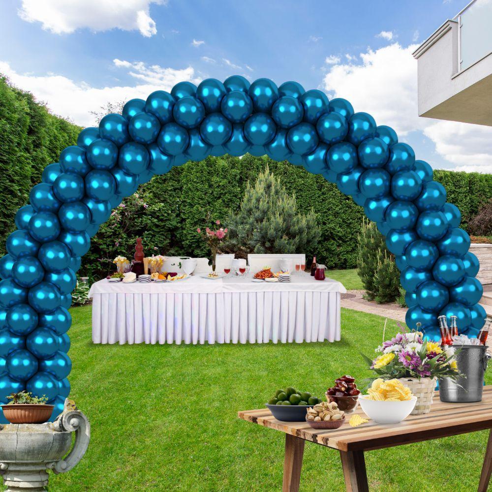 rocca fun factory kitff arco palloncini con 200 palloncini blu chrome, struttura e pompetta per festa fai da te