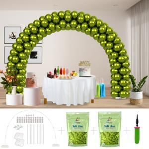 Kitff arco palloncini con 200 palloncini verde lime chrome, struttura e pompetta per festa fai da te