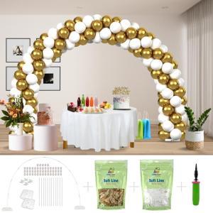 Kitff arco palloncini con 200 palloncini oro chrome e bianco, struttura e pompetta per festa fai da te