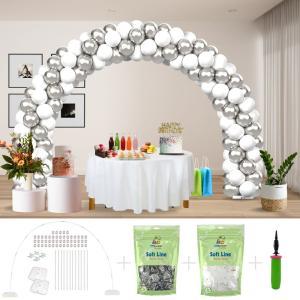 Kitff arco palloncini con 200 palloncini argento chrome e bianco, struttura e pompetta per festa fai da te