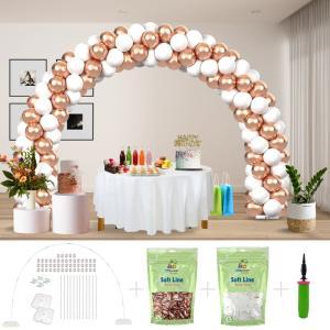 Kitff arco palloncini con 200 palloncini rosa gold chrome e bianco, struttura e pompetta per festa fai da te