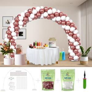 Kitff arco palloncini con 200 palloncini rosa chrome e bianco, struttura e pompetta per festa fai da te