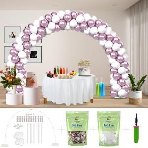 Kitff arco palloncini con 200 palloncini glicine chrome e bianco, struttura e pompetta per festa fai da te