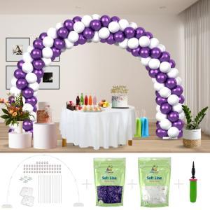 Kitff arco palloncini con 200 palloncini viola chrome e bianco, struttura e pompetta per festa fai da te