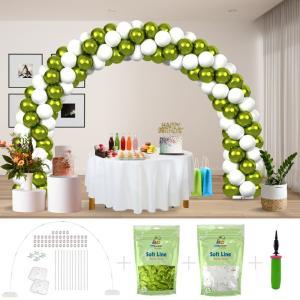 Kitff arco palloncini con 200 palloncini verde lime chrome e bianco, struttura e pompetta per festa fai da te